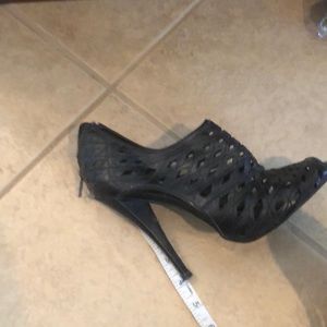 Sexy caged peep-toe black heels